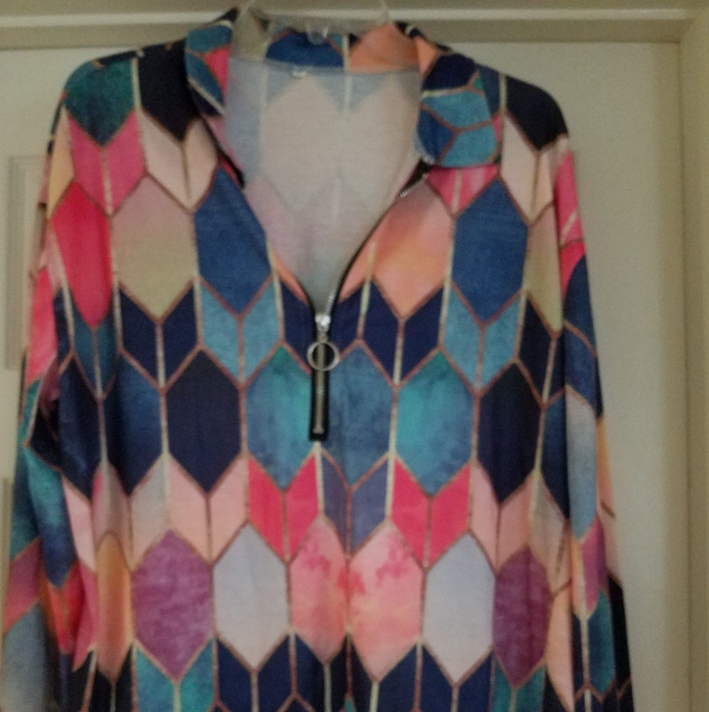 Women's Stained Glass Style Shirt, Size XL